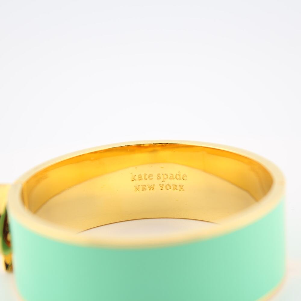 Kate Spade New York Heritage Spade Mint Enamel Gold Bangle Bracelet - Picture 6 of 9